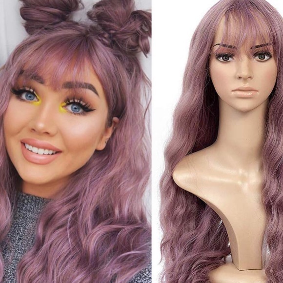 - OPIS 26” DUST PINK BODY WAVE BANG COSPLAY WIG main image 4